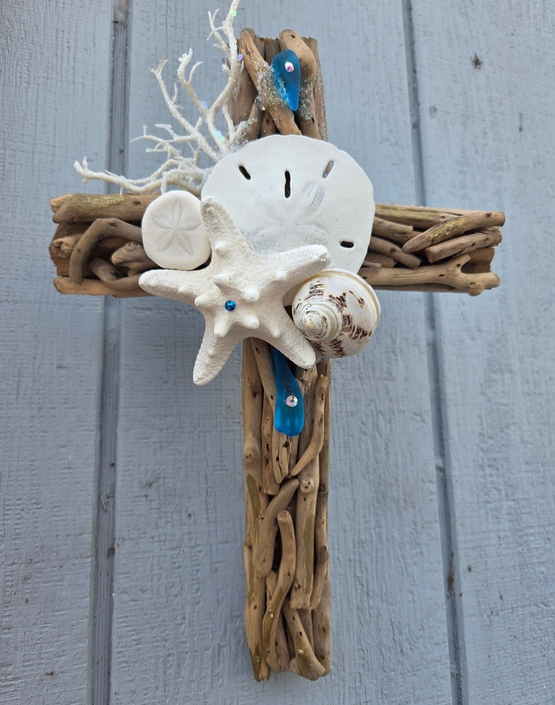 COASTAL DRIFTWOOD CROSS * COASTAL ACCENTS