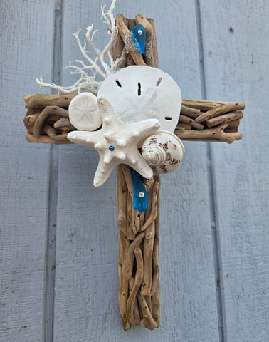 COASTAL DRIFTWOOD CROSS  * COASTAL ACCENTS
