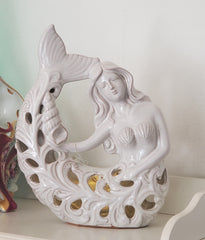 POTTERY MERMAID * LIGHTED * 10" TALL X 8" WIDE