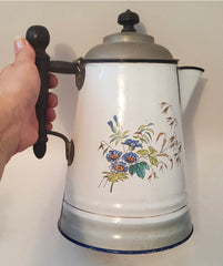 Vintage French Enamel Coffee Pot * RARE STYLE * "Biggins"