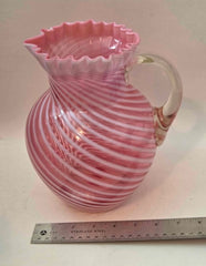 * FENTON 9" OPALESCENT CRANBERRY SWIRL PITCHER *