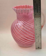 * FENTON 9" OPALESCENT CRANBERRY SWIRL PITCHER *