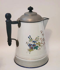 Vintage French Enamel Coffee Pot * RARE STYLE * "Biggins"