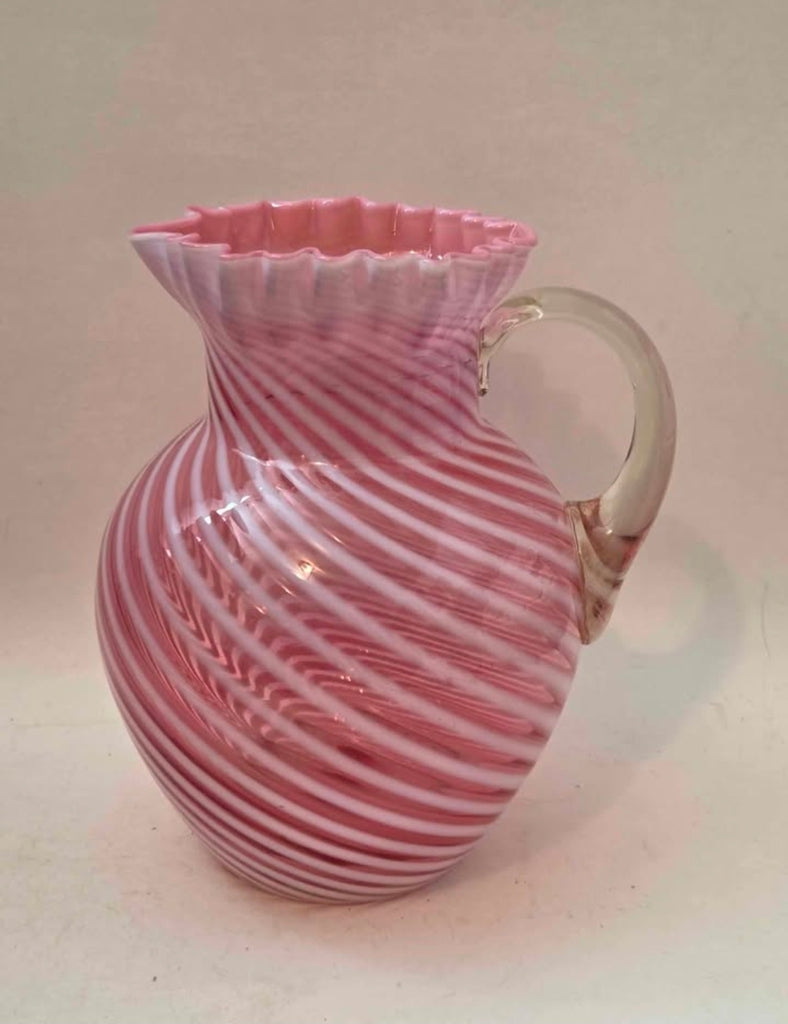 * FENTON 9" OPALESCENT CRANBERRY SWIRL PITCHER *