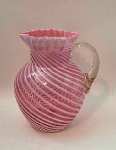 * FENTON 9" OPALESCENT CRANBERRY SWIRL PITCHER *