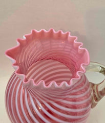 * FENTON 9" OPALESCENT CRANBERRY SWIRL PITCHER *