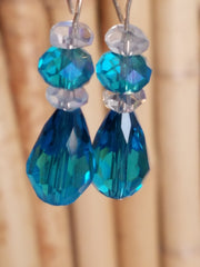OCEAN BLUE Crystal Borealis Faceted Teardrop Earrings