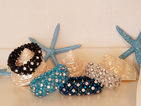 SHIMMERING RHINESTONES & FACETED GLASS BEAD BRACELETS!