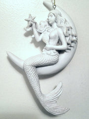 MERMAID ON THE MOON ORNAMENT *   6 1\2" LONG without cord