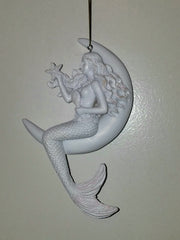 MERMAID ON THE MOON ORNAMENT *   6 1\2" LONG without cord