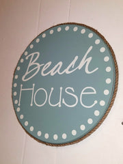 BEACH HOUSE * ROUND WOOD SIGN * 1ft Diameter!