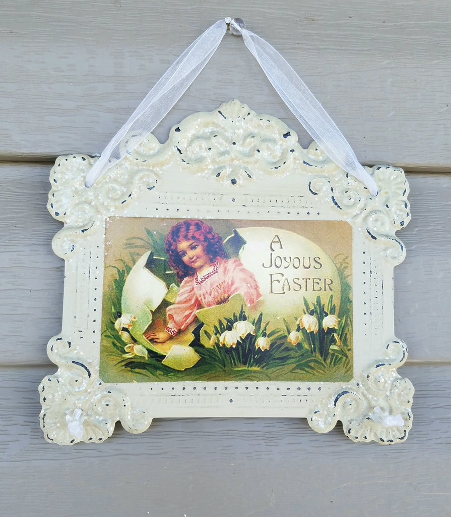 SET OF 5 VINTAGE STYLE EASTER TIN  WALL ART!