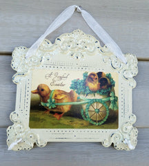 SET OF 5 VINTAGE STYLE EASTER TIN  WALL ART!