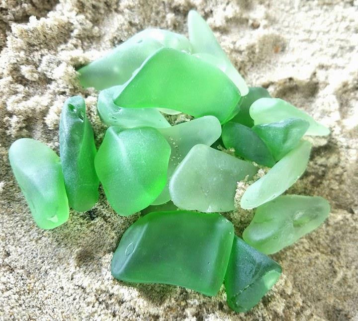 20pcs * Green *Sea - Beach Glass * Jewelry Grade – COASTAL ELEGANCE