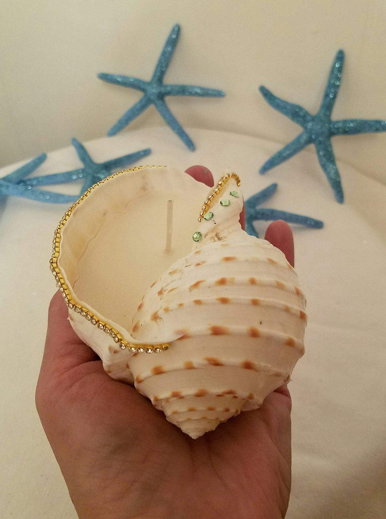 Gorgeous Large Bejeweled Shell Soy Candle - Accented with SWAROVSKI CRYSTALS & RHINESTONES